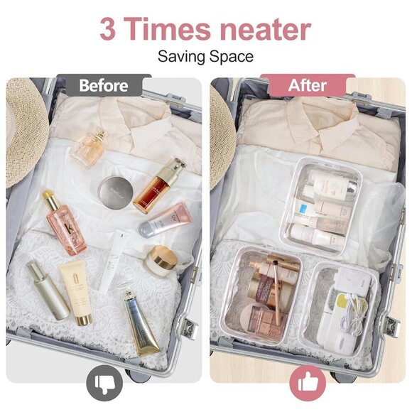 Clear Toiletry Bag, 3 Pack TSA Approved Toiletry Bag Quart Size Bag, Travel Make - Picture 4 of 7